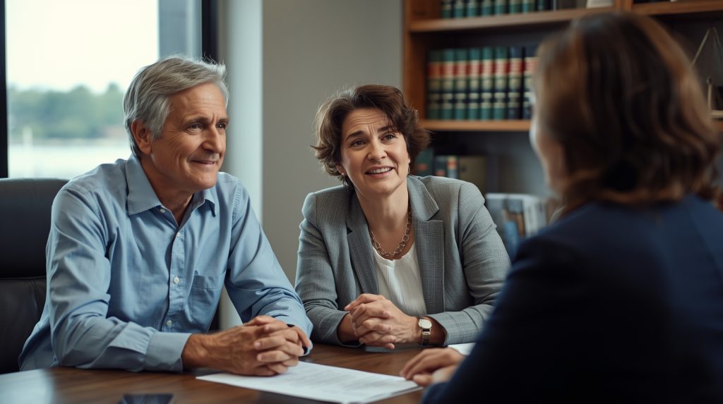 Senior couple discussing estate planning with a probate lawyer near St. Clair Shores MI