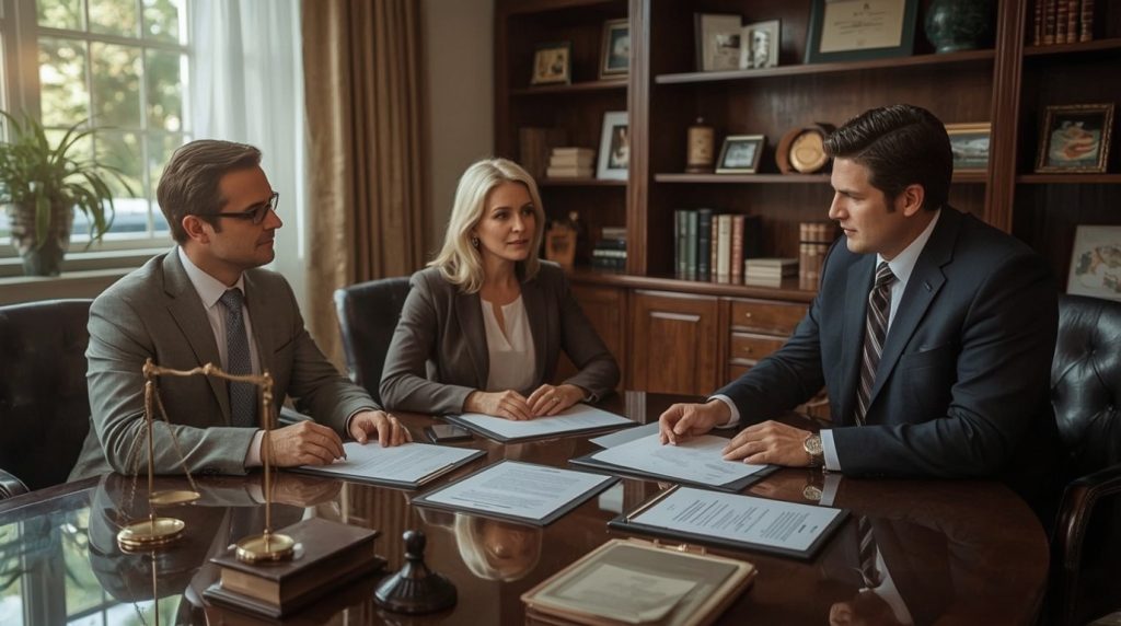 Michigan couple meeting with an estate planning attorney to create a living trust