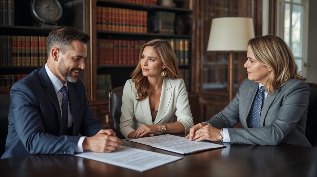 Estate law firm meeting with a blended family for estate planning in Michigan